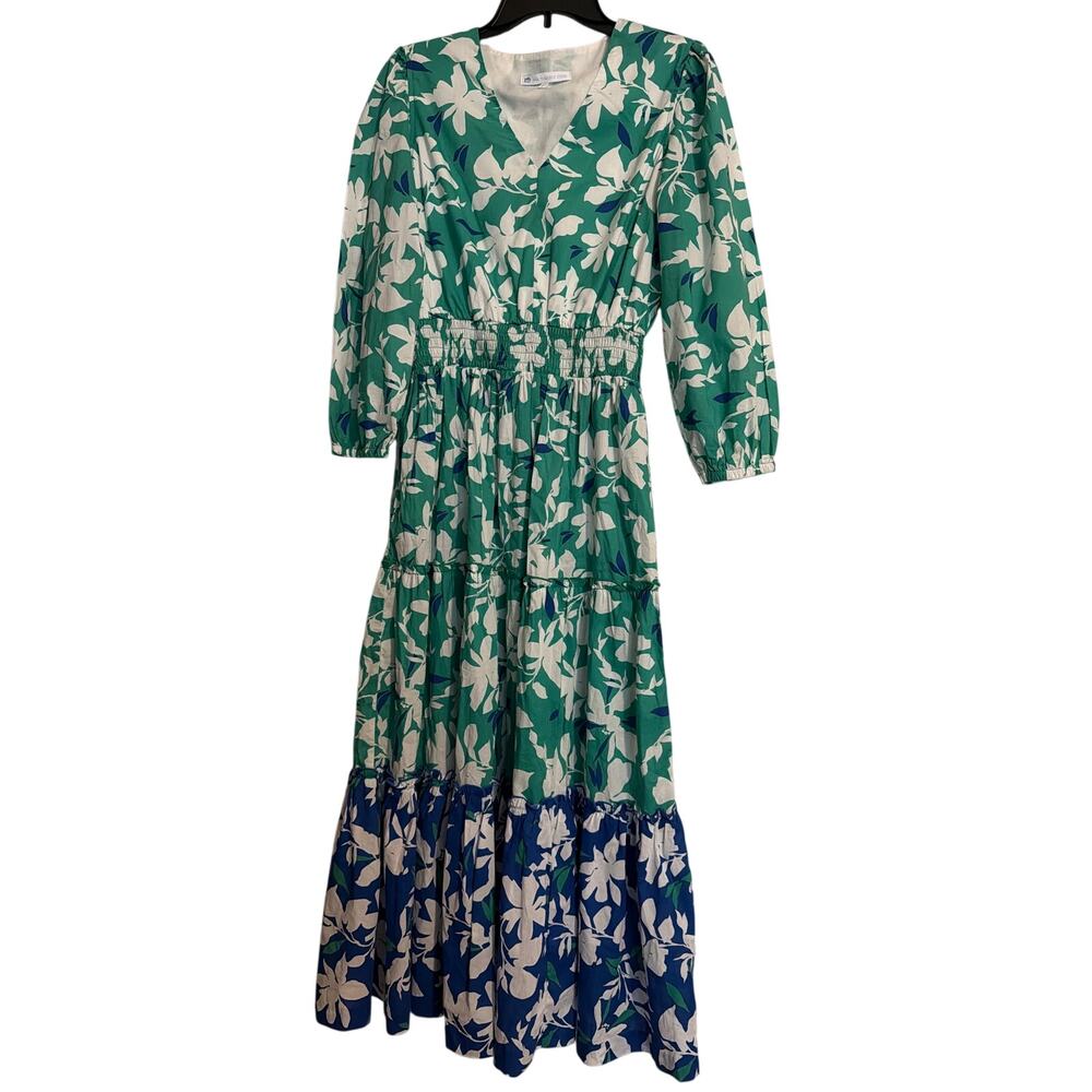 Southern Tide Blaire Blossom Bay Floral Smocked Tiered Maxi Dress Small